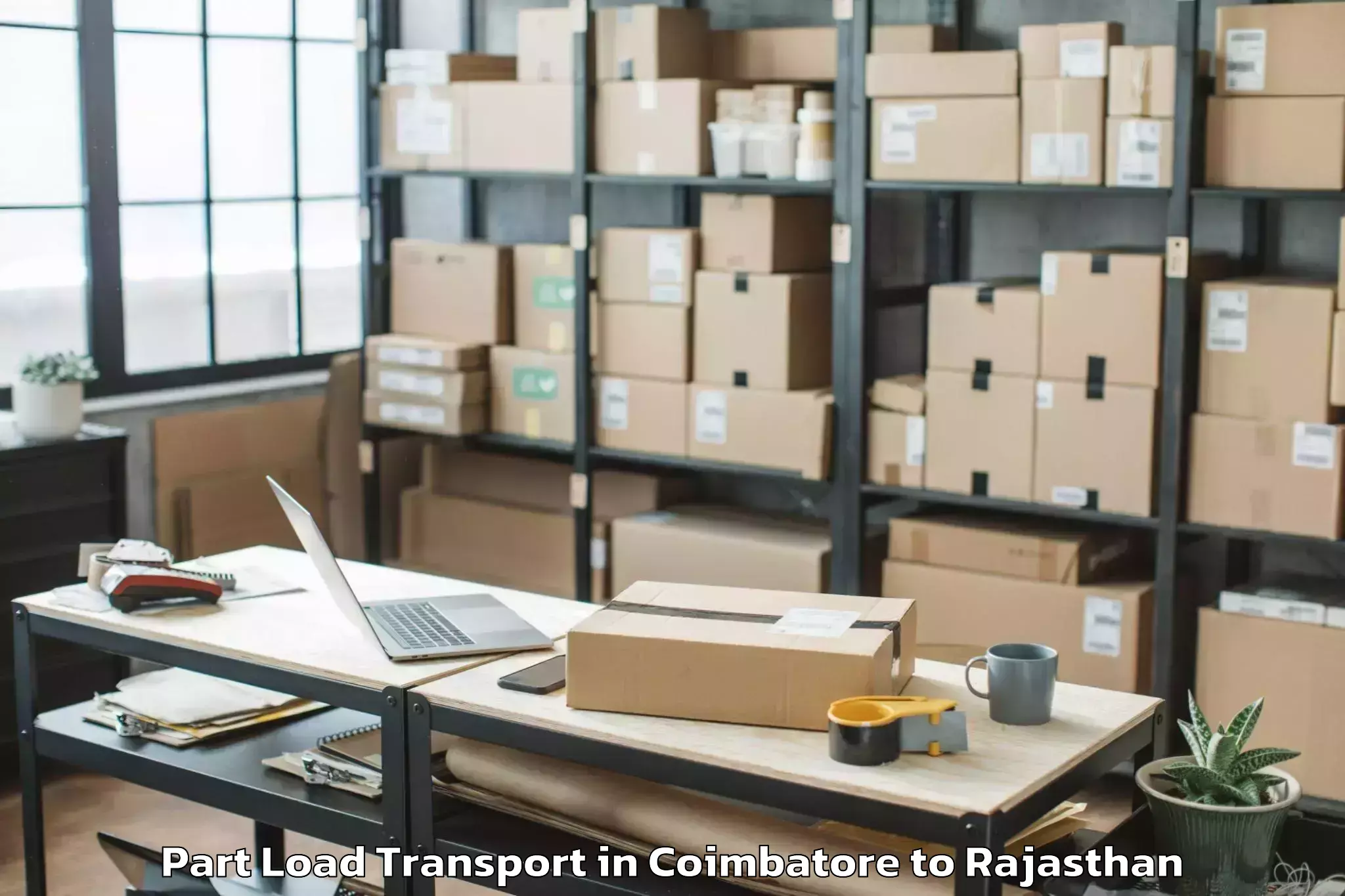 Easy Coimbatore to Jalor Part Load Transport Booking